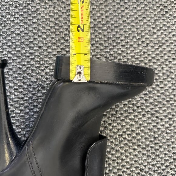 Kenzo Leather Tall Boots Black High Heel Platform Size 37 Going Out Dressy - Picture 15 of 15